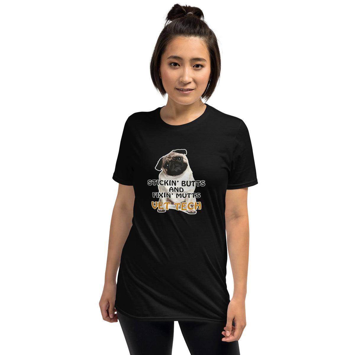 Stickin' butts and fixin' mutts vet tech Unisex T-shirt-Unisex T-Shirt | Gildan 64000-I love Veterinary