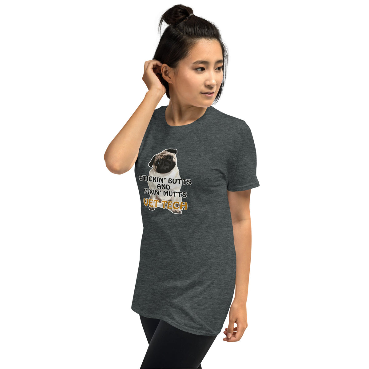 Stickin' butts and fixin' mutts vet tech Unisex T-shirt-Unisex T-Shirt | Gildan 64000-I love Veterinary