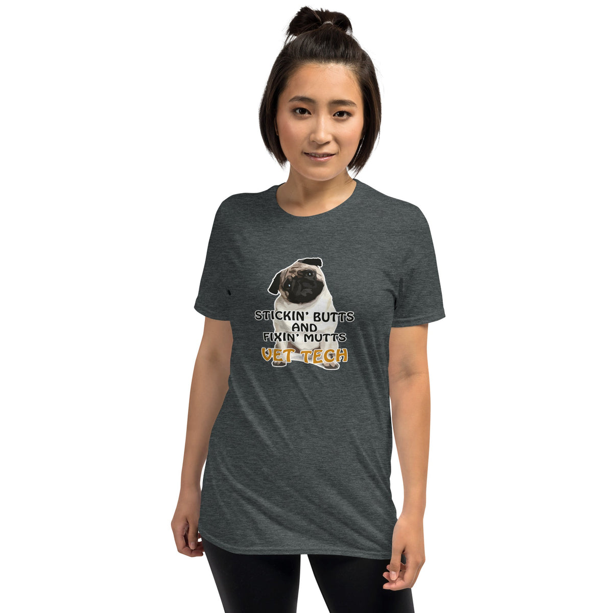 Stickin' butts and fixin' mutts vet tech Unisex T-shirt-Unisex T-Shirt | Gildan 64000-I love Veterinary