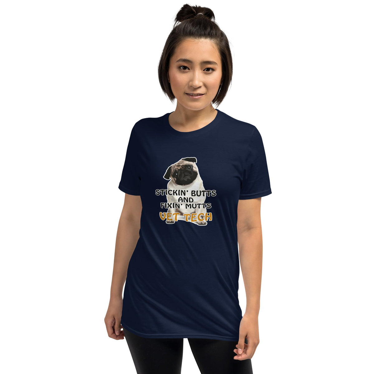 Stickin' butts and fixin' mutts vet tech Unisex T-shirt-Unisex T-Shirt | Gildan 64000-I love Veterinary
