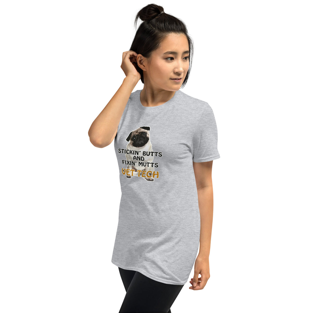 Stickin' butts and fixin' mutts vet tech Unisex T-shirt-Unisex T-Shirt | Gildan 64000-I love Veterinary
