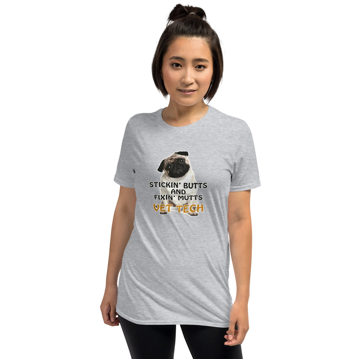 Stickin' butts and fixin' mutts vet tech Unisex T-shirt-Unisex T-Shirt | Gildan 64000-I love Veterinary
