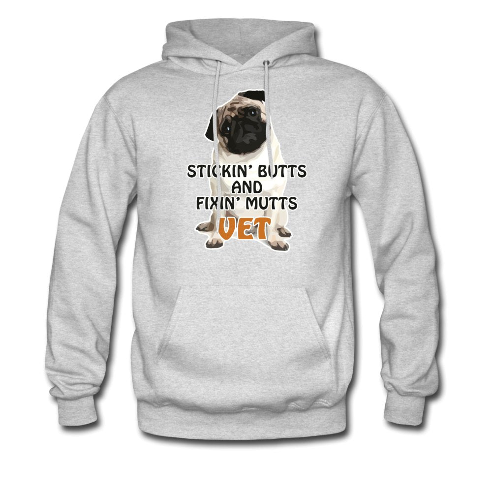Stickin' butts and fixin' mutts Vet Unisex Hoodie-Men's Hoodie | Hanes P170-I love Veterinary