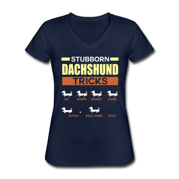 Stubborn dachshund tricks Women's V-Neck T-Shirt-Women's V-Neck T-Shirt | Fruit of the Loom L39VR-I love Veterinary