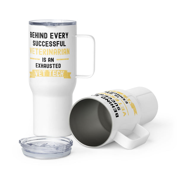 Successful Vet, Exhausted Vet Tech Travel mug with a handle-I love Veterinary