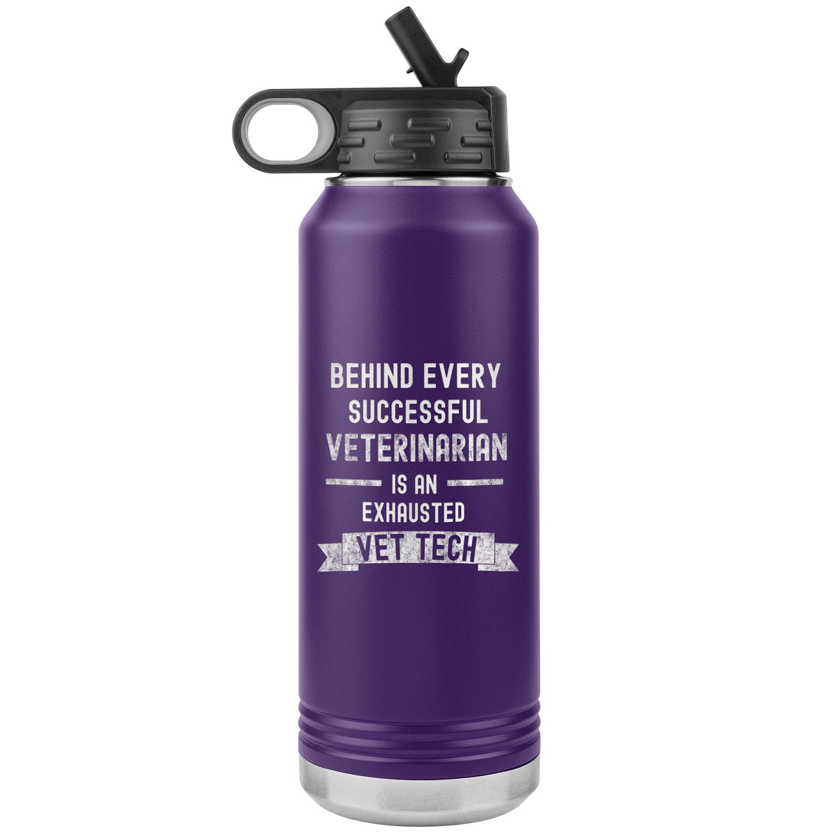 Successful Vet, Exhausted Vet Tech Water Bottle Tumbler 32 oz-Water Bottle Tumbler-I love Veterinary