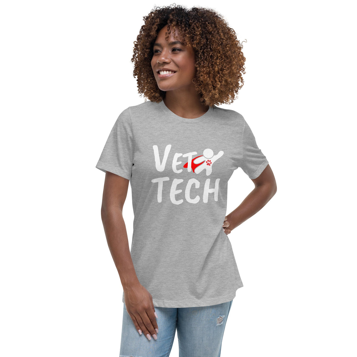 Super Vet Tech Women's Relaxed T-shirt-Women's Relaxed T-shirt | Bella + Canvas 6400-I love Veterinary
