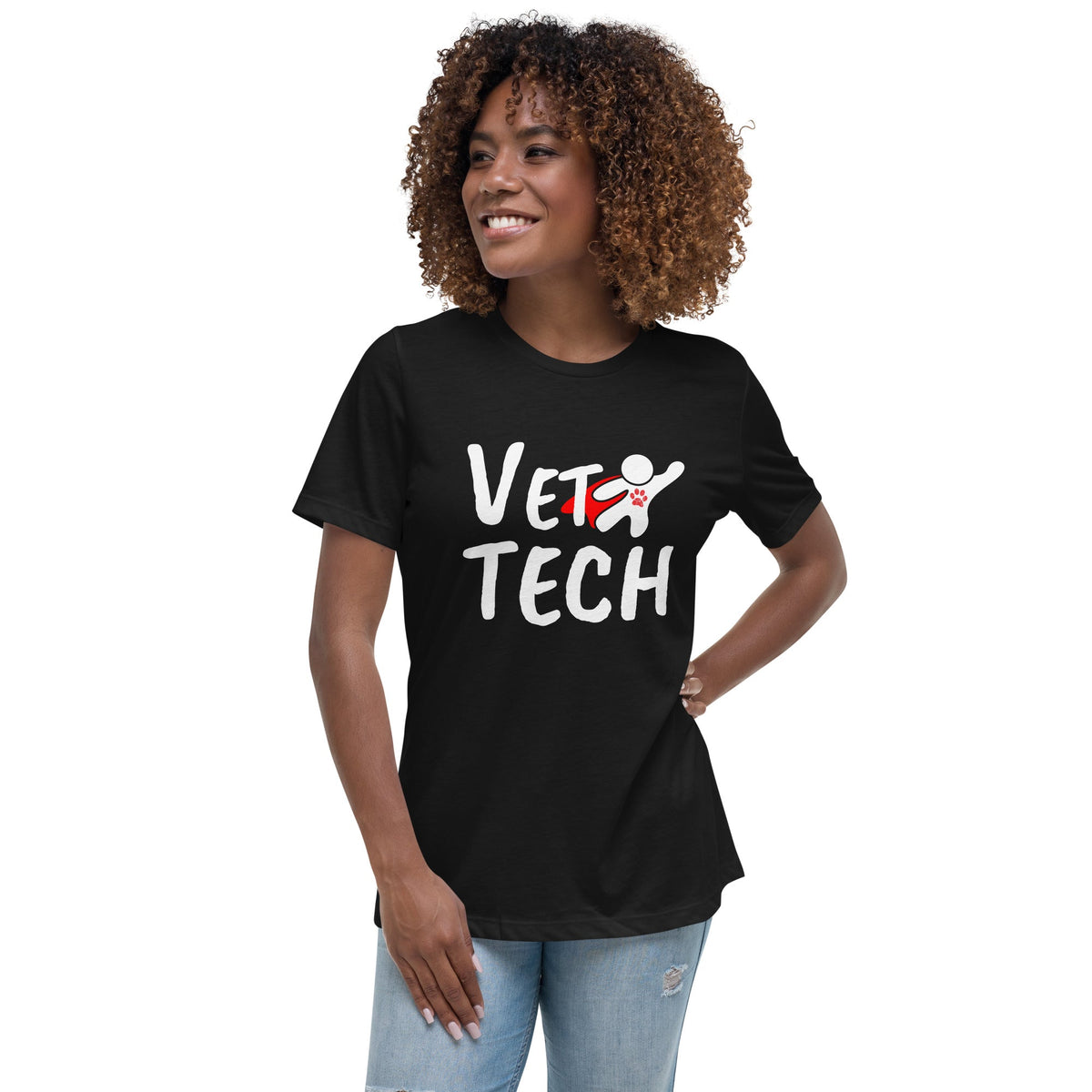 Super Vet Tech Women's Relaxed T-shirt-Women's Relaxed T-shirt | Bella + Canvas 6400-I love Veterinary