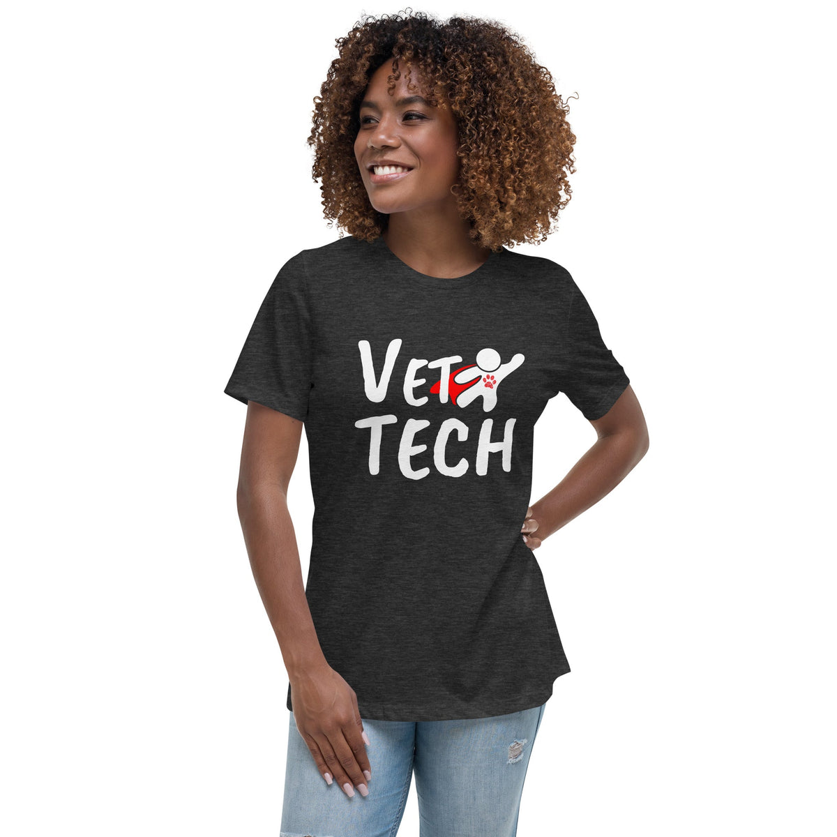 Super Vet Tech Women's Relaxed T-shirt-Women's Relaxed T-shirt | Bella + Canvas 6400-I love Veterinary