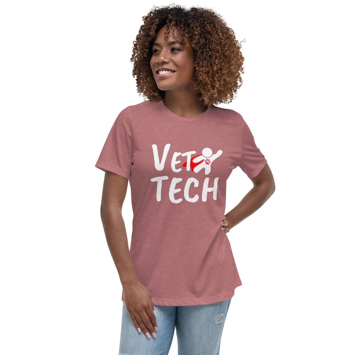 Super Vet Tech Women's Relaxed T-shirt-Women's Relaxed T-shirt | Bella + Canvas 6400-I love Veterinary
