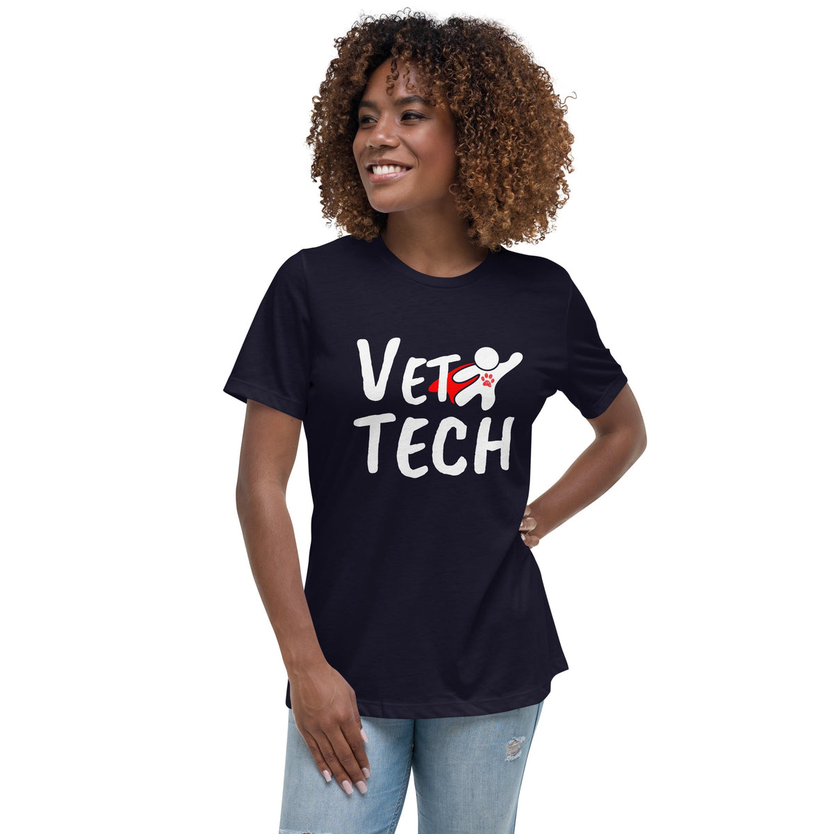 Super Vet Tech Women's Relaxed T-shirt-Women's Relaxed T-shirt | Bella + Canvas 6400-I love Veterinary