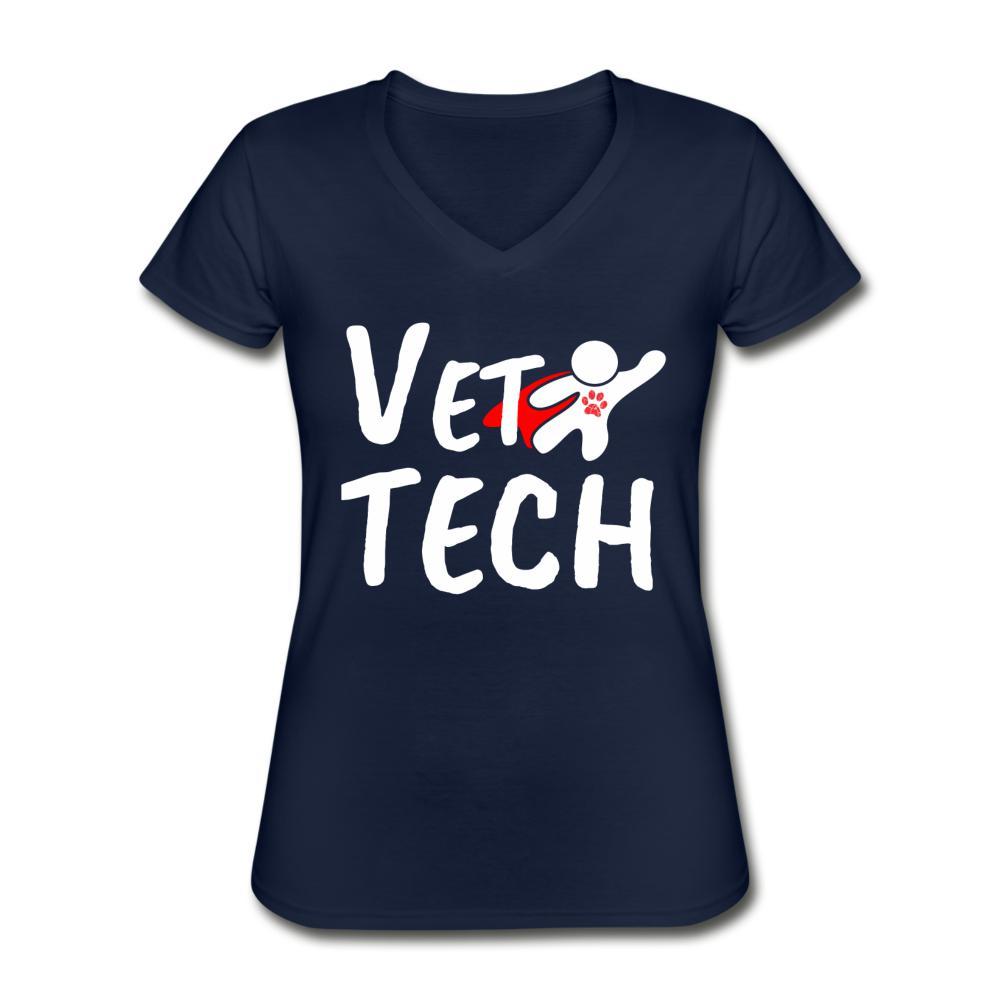 Super Vet Tech Women's V-Neck T-Shirt-Women's T-Shirt | Fruit of the Loom L3930R-I love Veterinary