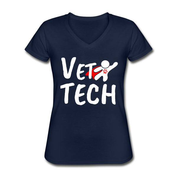 Super Vet Tech Women's V-Neck T-Shirt-Women's T-Shirt | Fruit of the Loom L3930R-I love Veterinary
