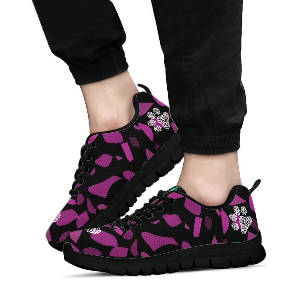 Terra Pattern Pink with Pawprints - Women's Sneakers-Sneakers-I love Veterinary