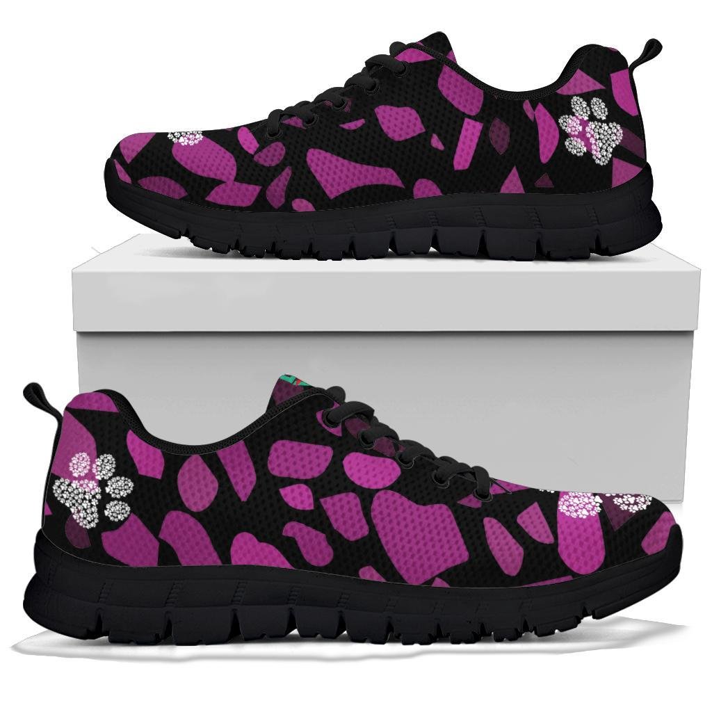 Terra Pattern Pink with Pawprints - Women's Sneakers-Sneakers-I love Veterinary