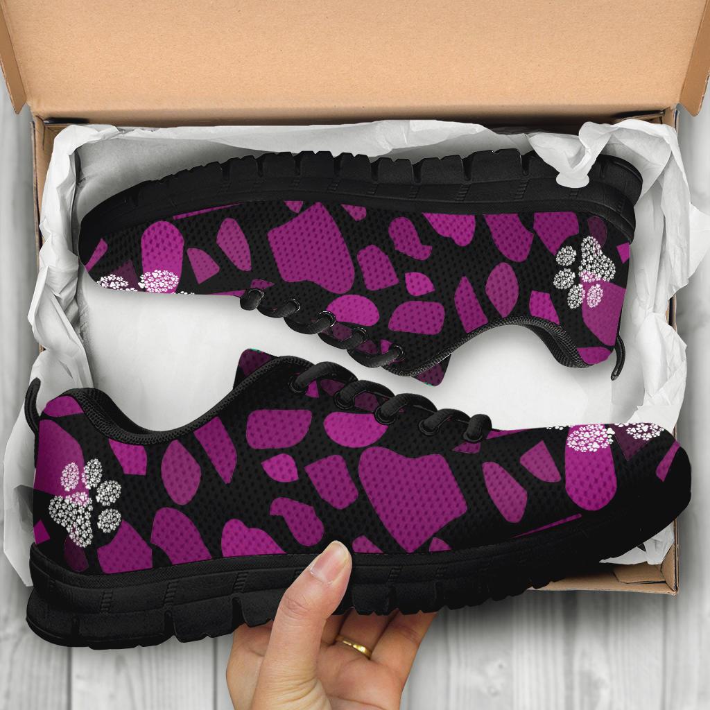Terra Pattern Pink with Pawprints - Women's Sneakers-Sneakers-I love Veterinary