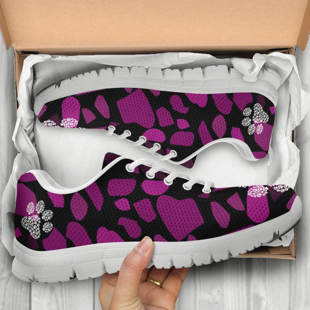 Terra Pattern Pink with Pawprints - Women's Sneakers-Sneakers-I love Veterinary