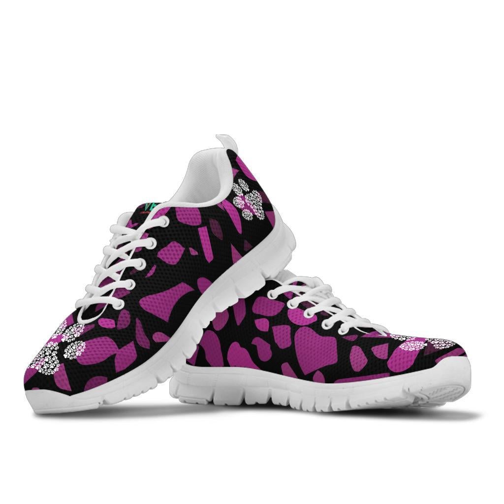Terra Pattern Pink with Pawprints - Women's Sneakers-Sneakers-I love Veterinary