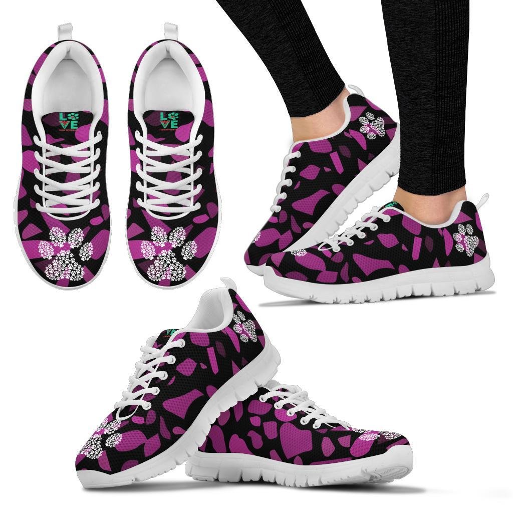 Terra Pattern Pink with Pawprints - Women's Sneakers-Sneakers-I love Veterinary