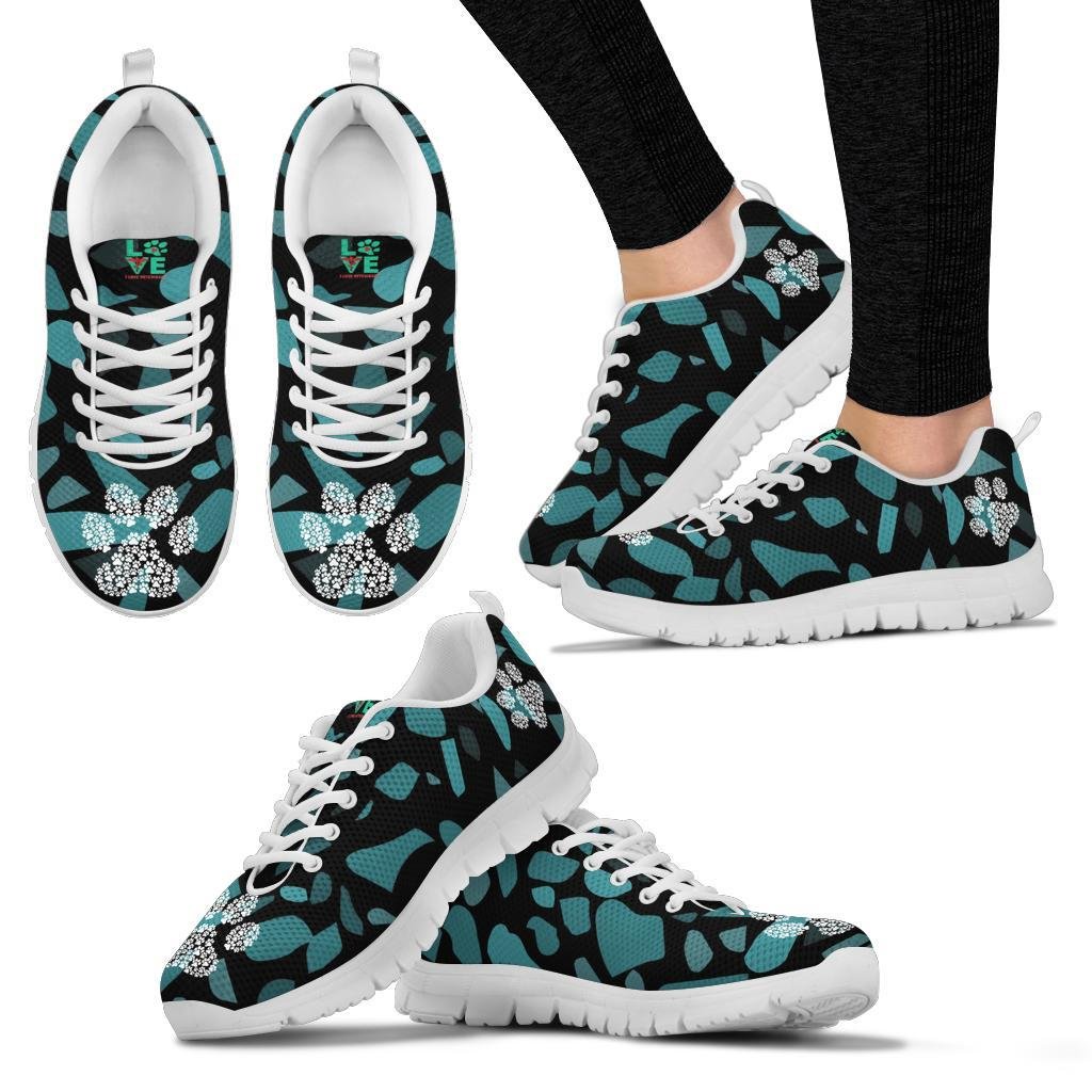 Terra Pattern with Pawprints - Women's Sneakers-Sneakers-I love Veterinary