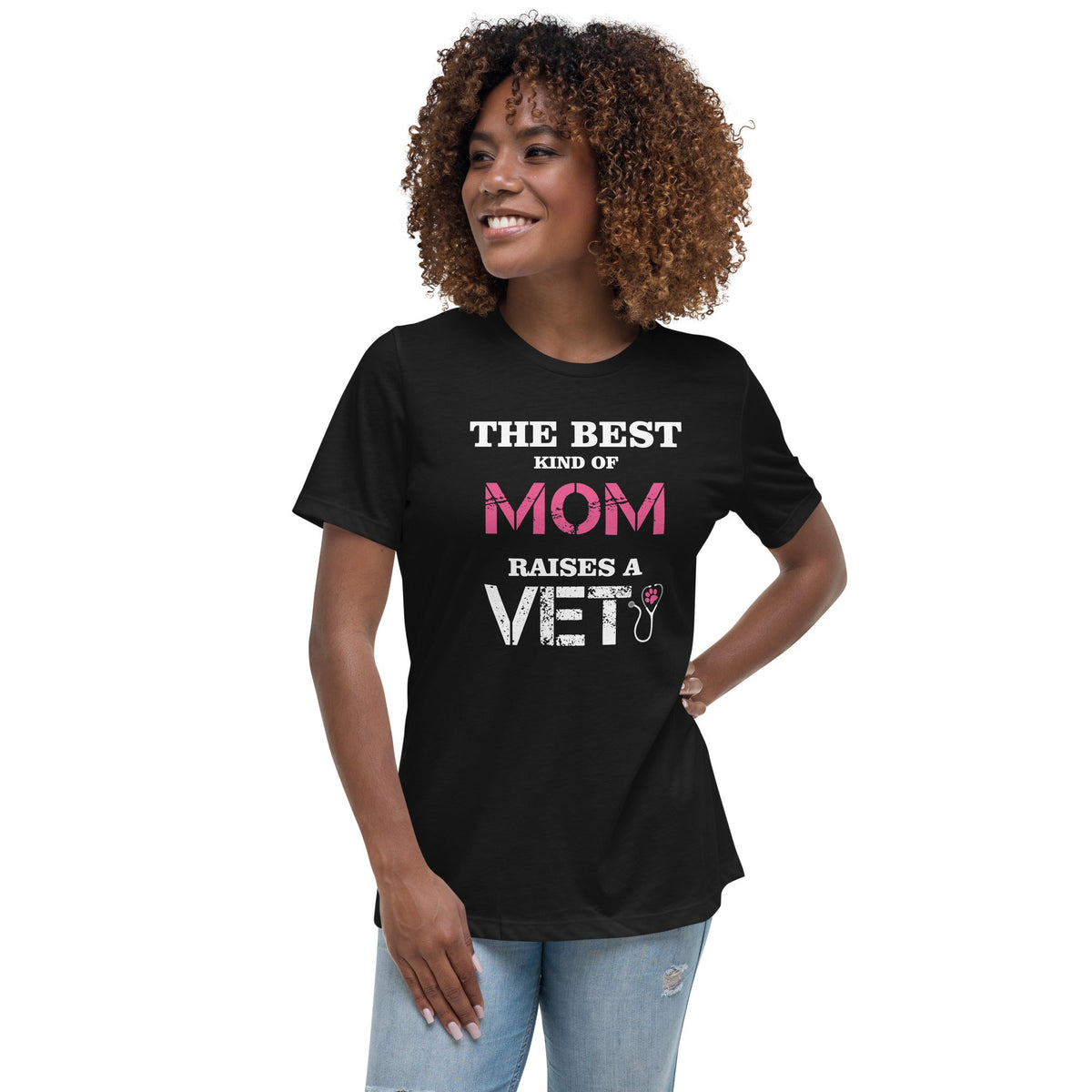 The best kind of Mom raises a Vet Women's Relaxed T-Shirt-Women's Relaxed T-shirt | Bella + Canvas 6400-I love Veterinary