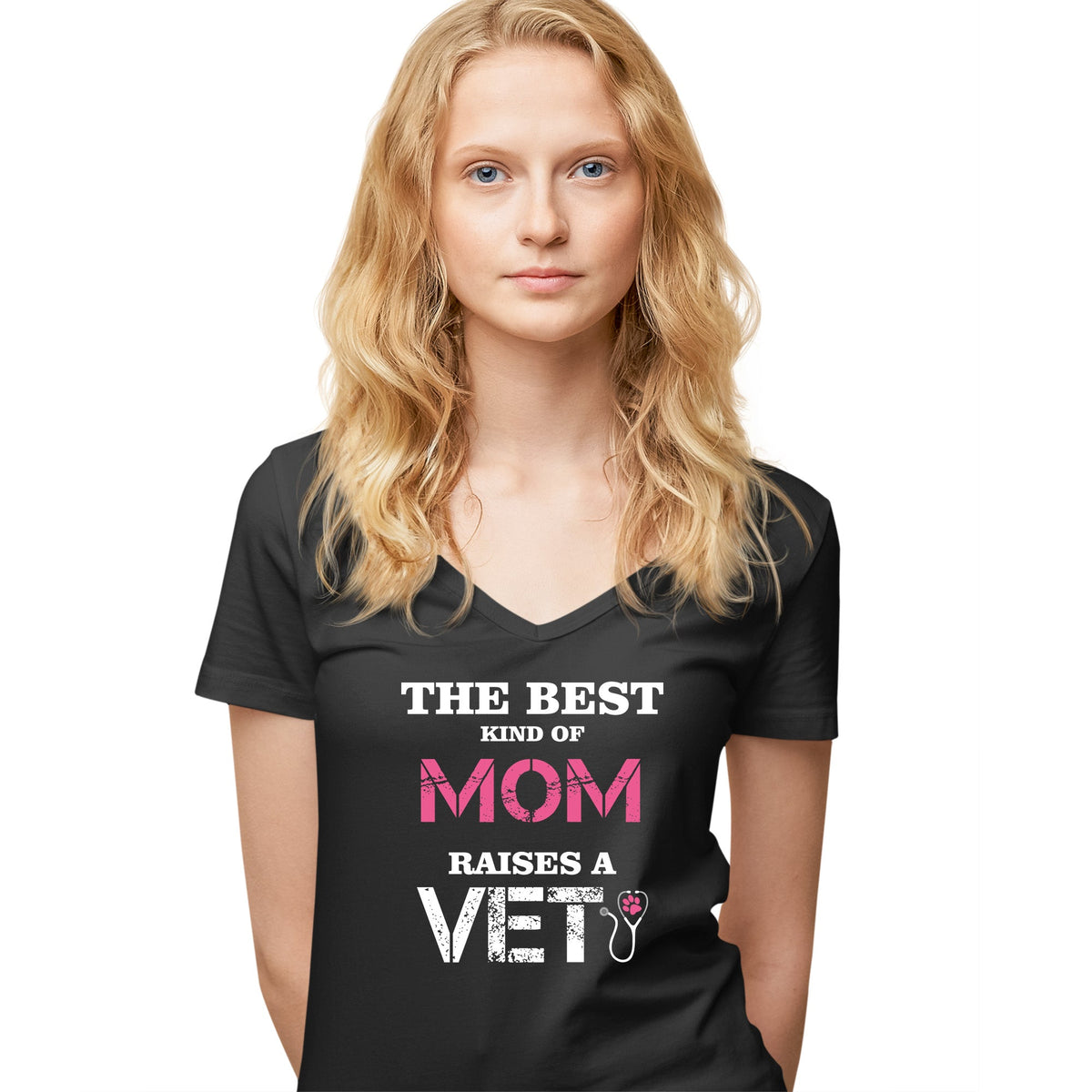 The best kind of Mom raises a Veterinarian Women's V-Neck T-Shirt-Women's V-Neck T-Shirt | Fruit of the Loom L39VR-I love Veterinary