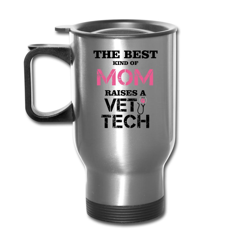 The Best Kind of Mom raises Vet Tech 14oz Travel Mug-Travel Mug | BestSub B4QC2-I love Veterinary