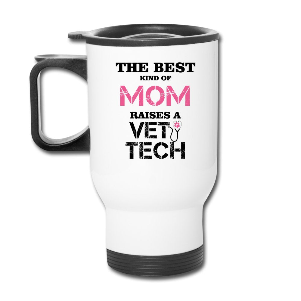 The Best Kind of Mom raises Vet Tech 14oz Travel Mug-Travel Mug | BestSub B4QC2-I love Veterinary