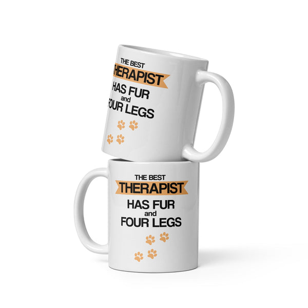 The best therapist has fur and four legs White glossy mug-White Glossy Mug-I love Veterinary