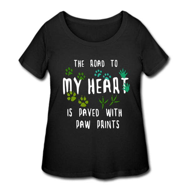 The road to my heart is paved with paw prints Women's Curvy T-shirt-Women’s Curvy T-Shirt | LAT 3804-I love Veterinary