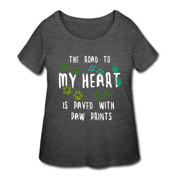 The road to my heart is paved with paw prints Women's Curvy T-shirt-Women’s Curvy T-Shirt | LAT 3804-I love Veterinary
