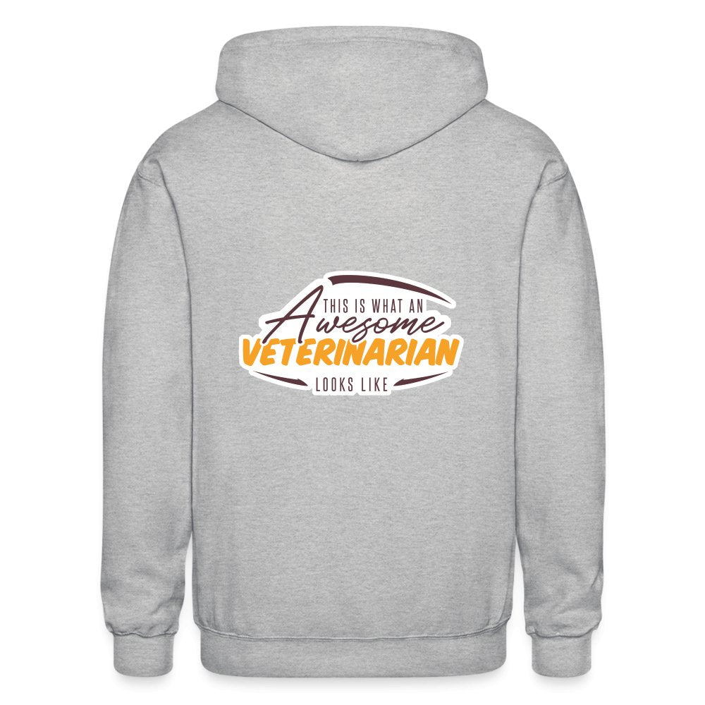 This is what an AWESOME veterinarian looks like Zip Hoodie Gildan Heavy Blend Adult Zip Hoodie-Heavy Blend Adult Zip Hoodie | Gildan G18600-I love Veterinary