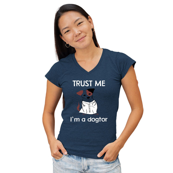 Trust me I'm a dogtor Women's V-Neck T-Shirt-Women's V-Neck T-Shirt | Fruit of the Loom L39VR-I love Veterinary