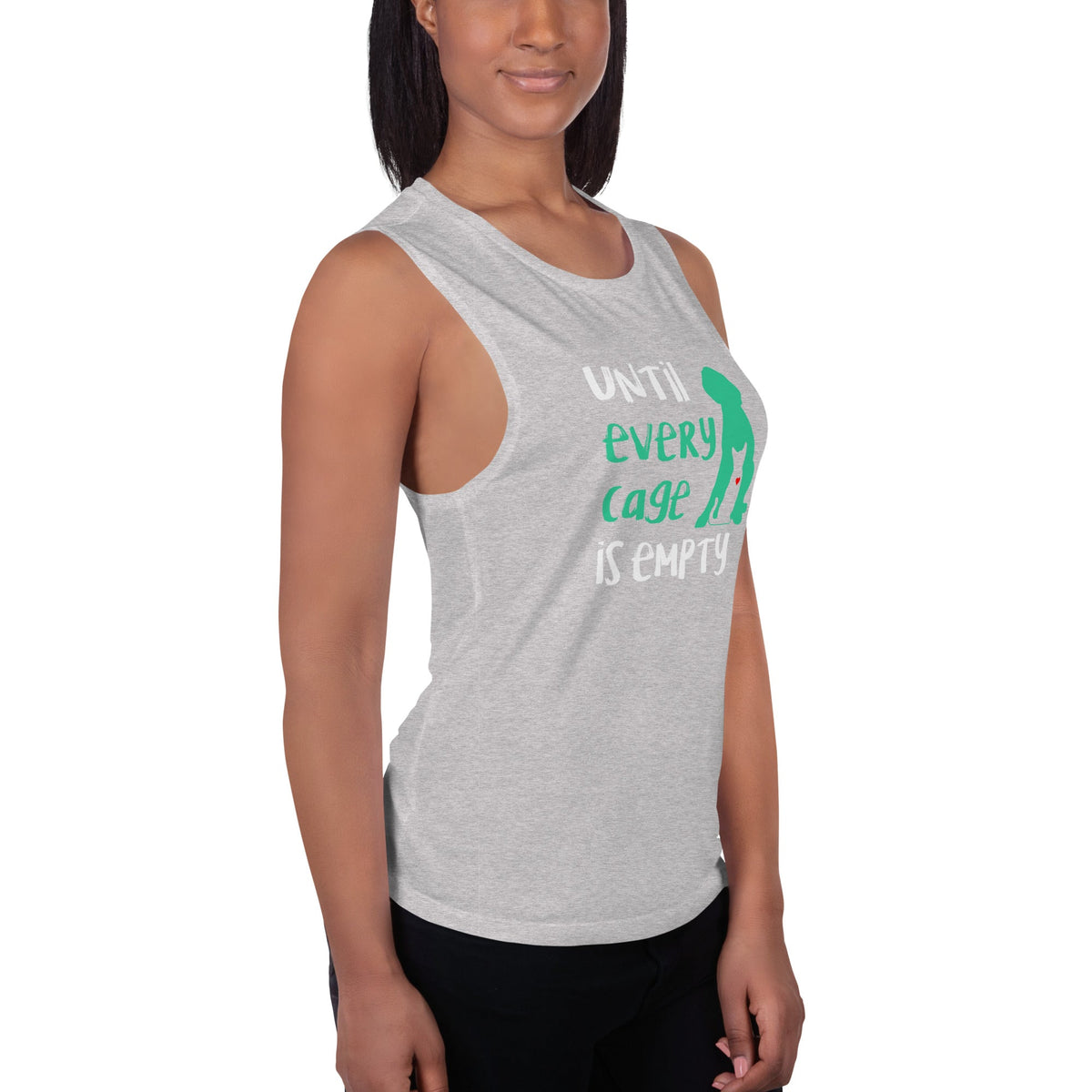 Until every cage is empty Women's Tank Top-Women's Flowy Muscle Tank | Bella + Canvas 8803-I love Veterinary