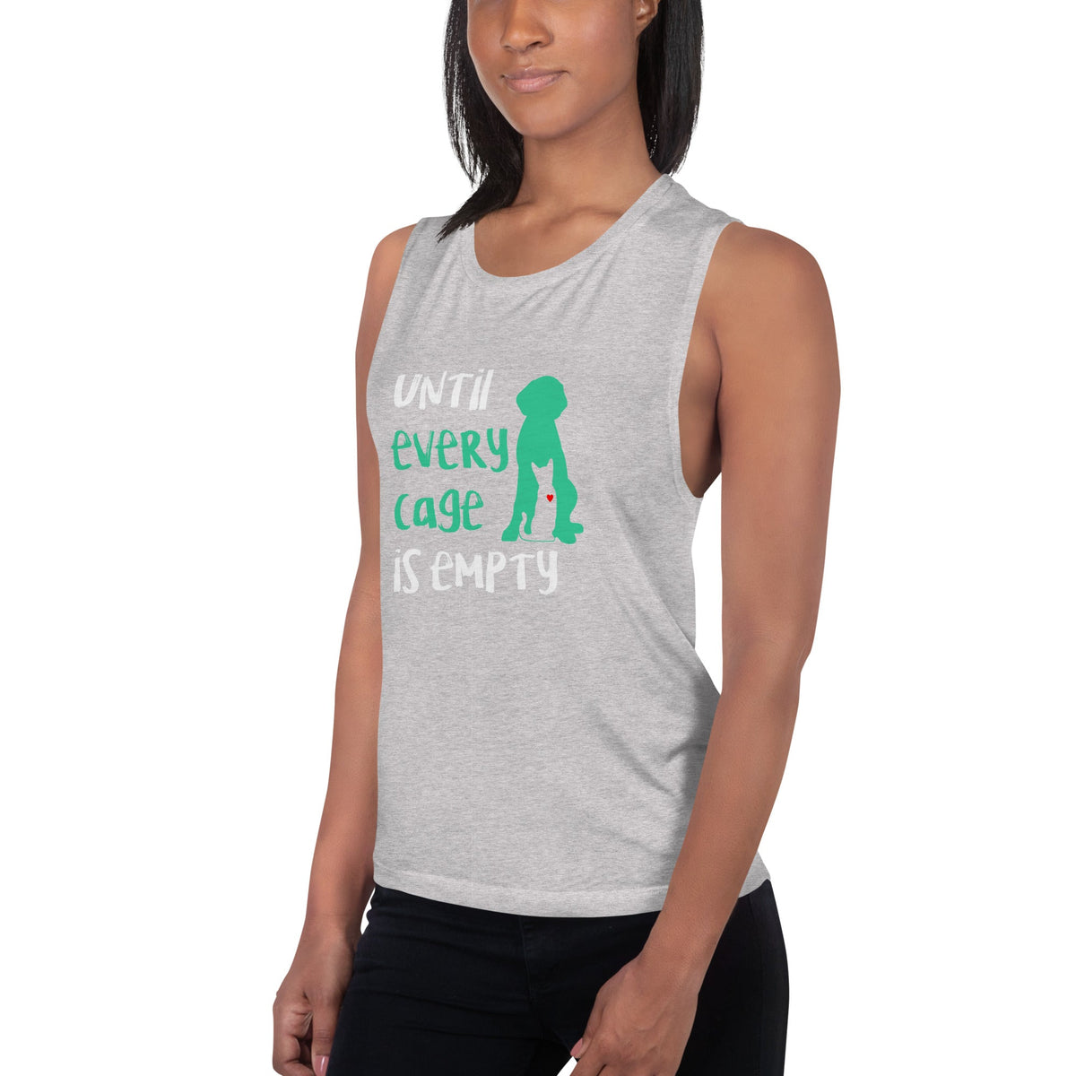 Until every cage is empty Women's Tank Top-Women's Flowy Muscle Tank | Bella + Canvas 8803-I love Veterinary