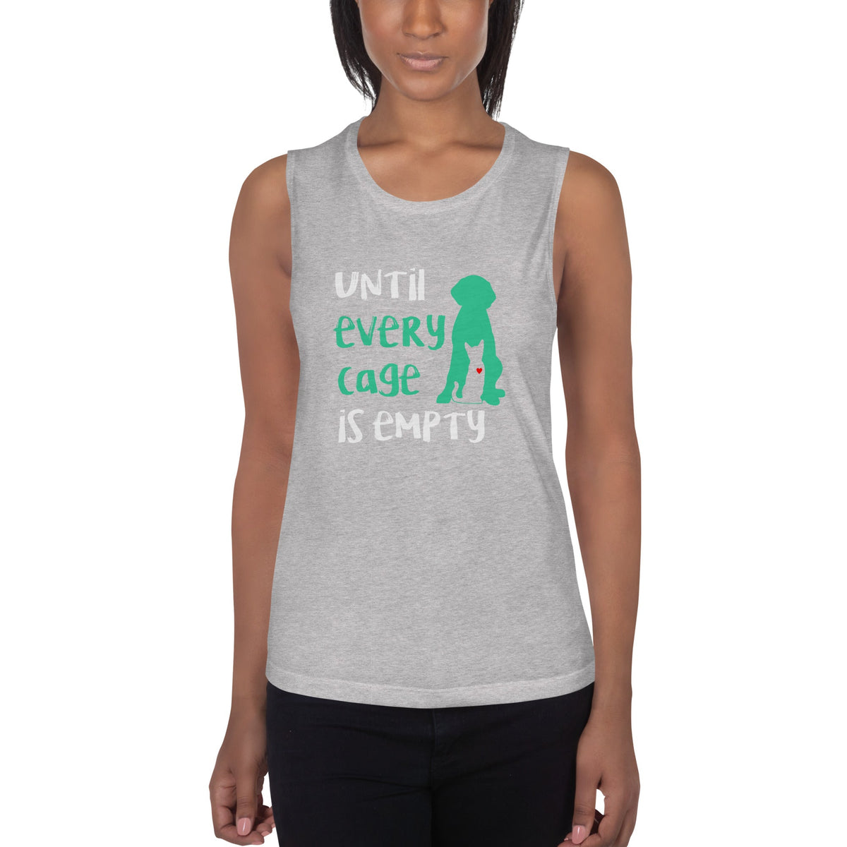 Until every cage is empty Women's Tank Top-Women's Flowy Muscle Tank | Bella + Canvas 8803-I love Veterinary