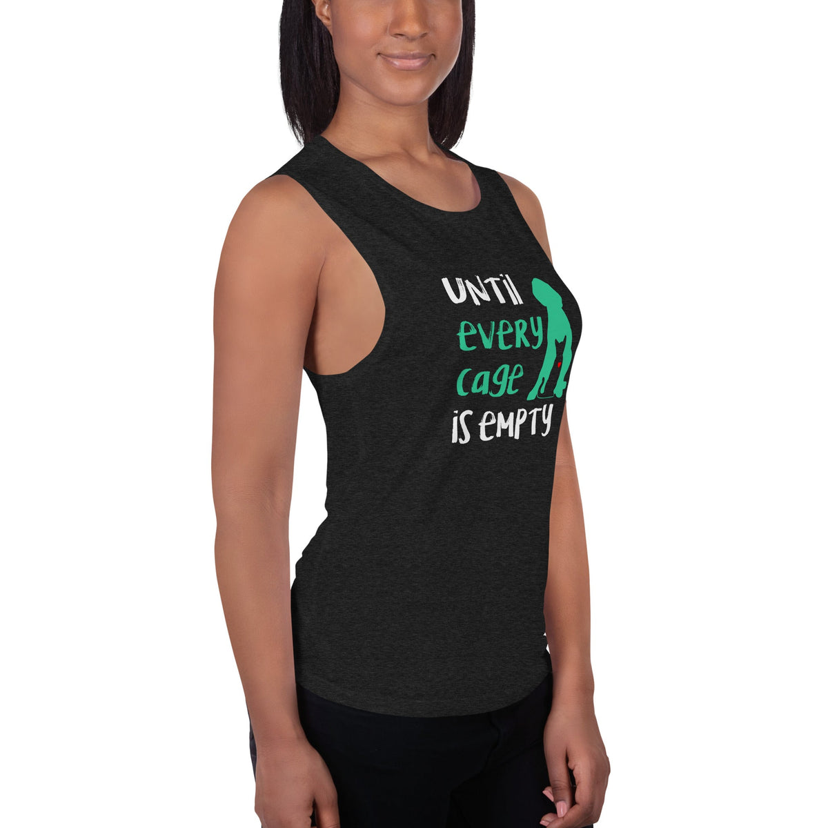 Until every cage is empty Women's Tank Top-Women's Flowy Muscle Tank | Bella + Canvas 8803-I love Veterinary