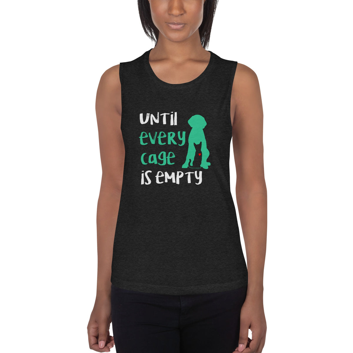Until every cage is empty Women's Tank Top-Women's Flowy Muscle Tank | Bella + Canvas 8803-I love Veterinary
