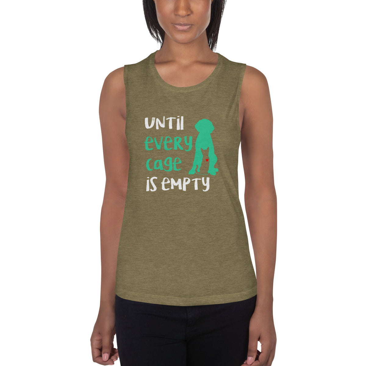 Until every cage is empty Women's Tank Top-Women's Flowy Muscle Tank | Bella + Canvas 8803-I love Veterinary