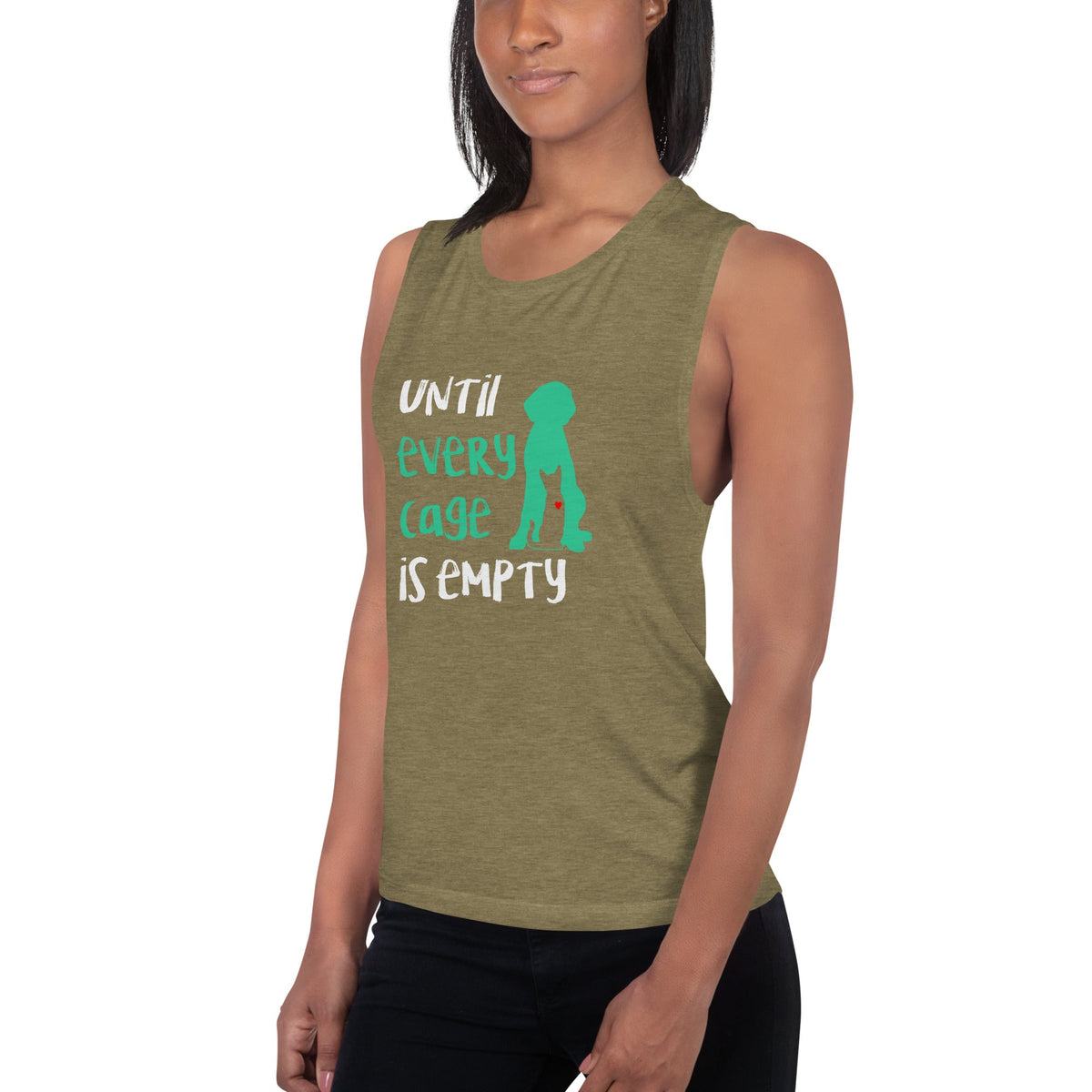Until every cage is empty Women's Tank Top-Women's Flowy Muscle Tank | Bella + Canvas 8803-I love Veterinary