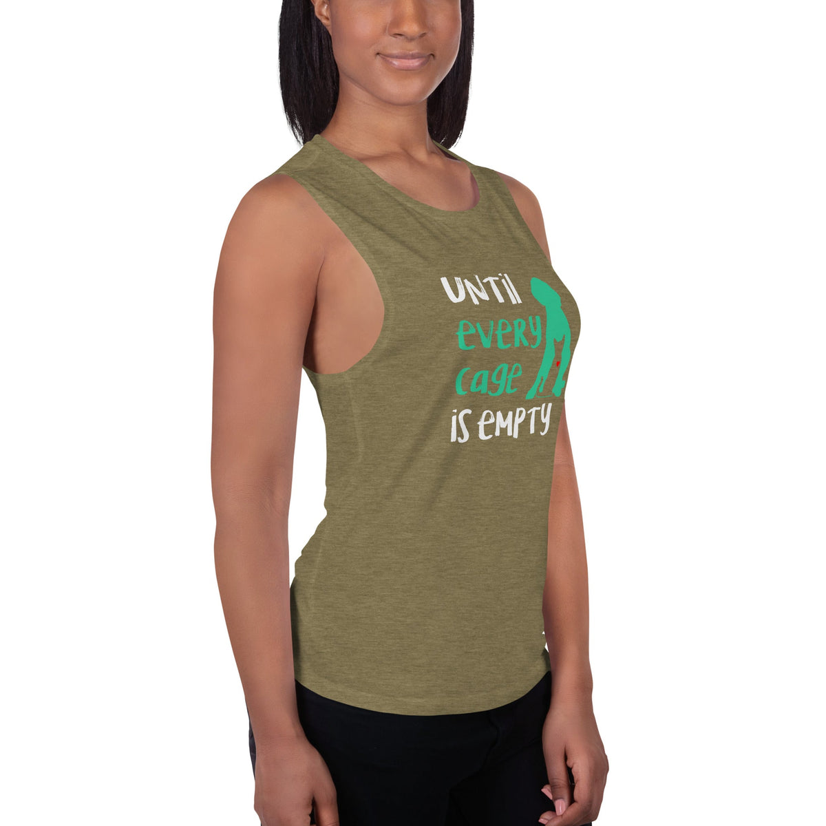 Until every cage is empty Women's Tank Top-Women's Flowy Muscle Tank | Bella + Canvas 8803-I love Veterinary