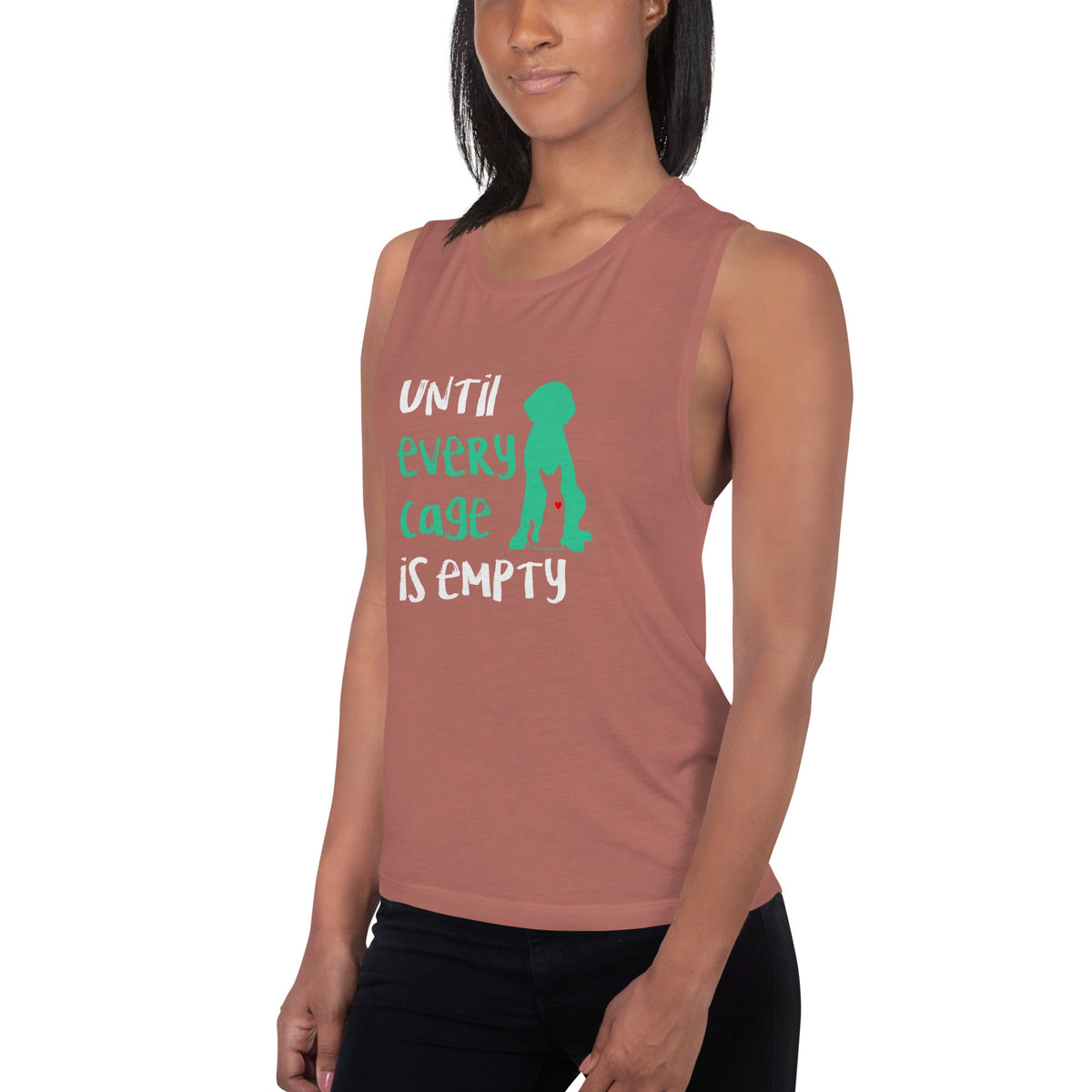 Until every cage is empty Women's Tank Top-Women's Flowy Muscle Tank | Bella + Canvas 8803-I love Veterinary