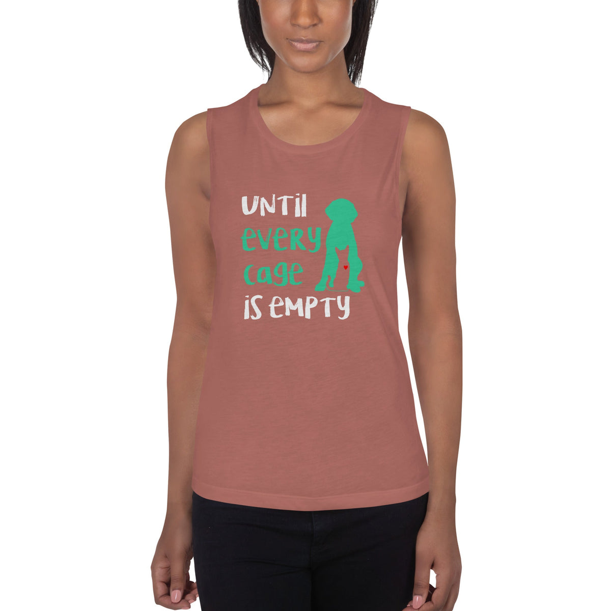 Until every cage is empty Women's Tank Top-Women's Flowy Muscle Tank | Bella + Canvas 8803-I love Veterinary