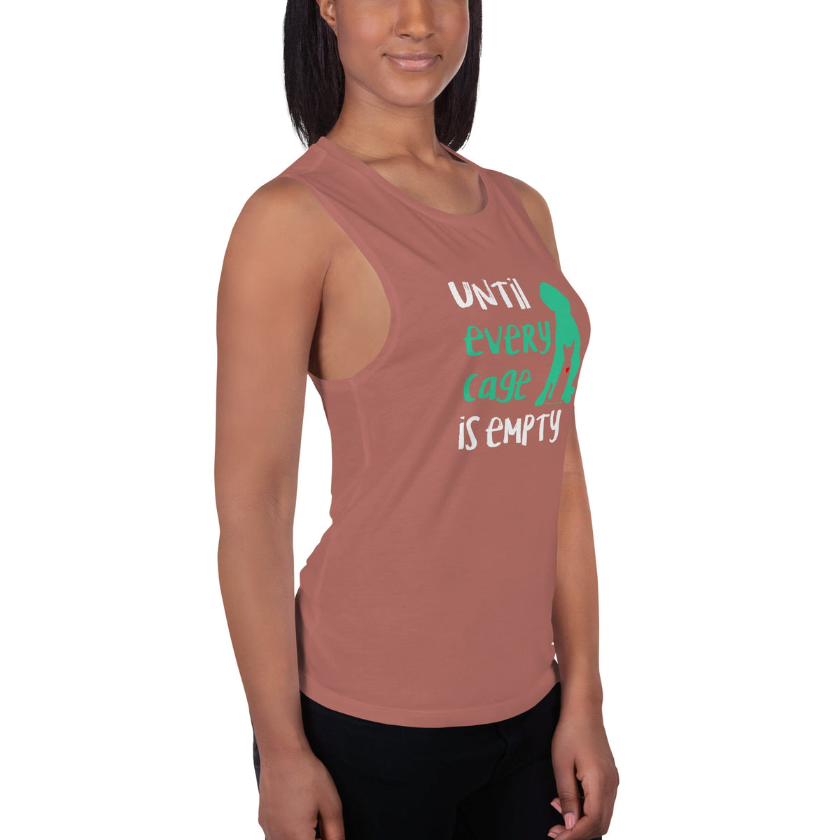 Until every cage is empty Women's Tank Top-Women's Flowy Muscle Tank | Bella + Canvas 8803-I love Veterinary