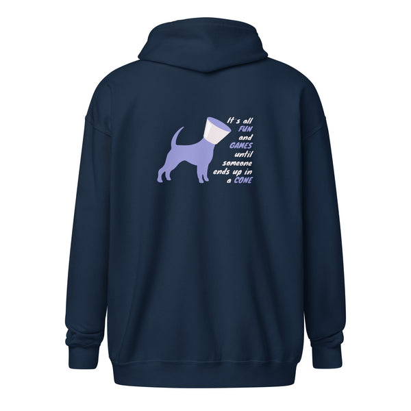 Until someone ends up in a cone Unisex heavy blend zip hoodie-Unisex Heavy Blend Zip Hoodie | Gildan 18600-I love Veterinary