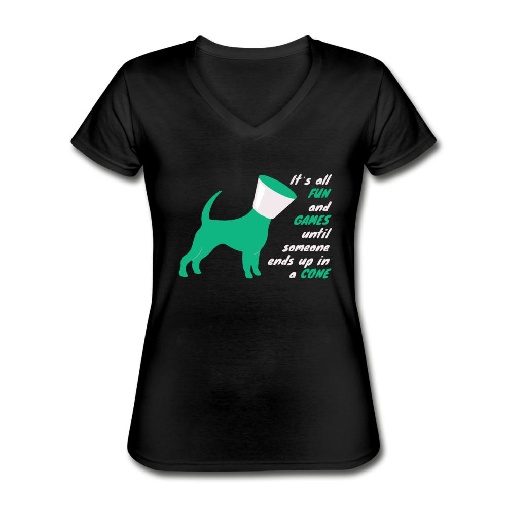 Until someone ends up in a cone Women's V-Neck T-Shirt-Women's V-Neck T-Shirt | Fruit of the Loom L39VR-I love Veterinary