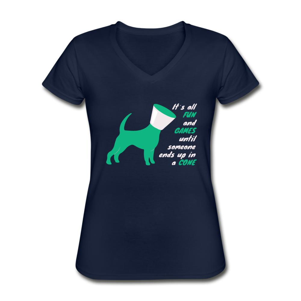 Until someone ends up in a cone Women's V-Neck T-Shirt-Women's V-Neck T-Shirt | Fruit of the Loom L39VR-I love Veterinary