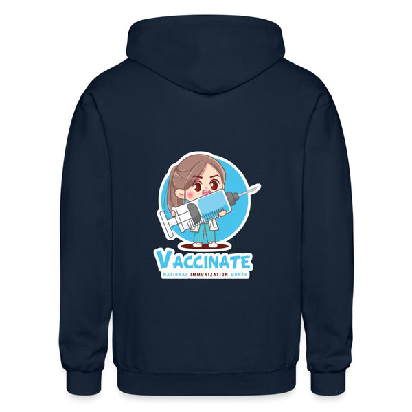Vaccinate! National Immunization Month Zip Hoodie Gildan Heavy Blend Adult Zip Hoodie-Heavy Blend Adult Zip Hoodie | Gildan G18600-I love Veterinary