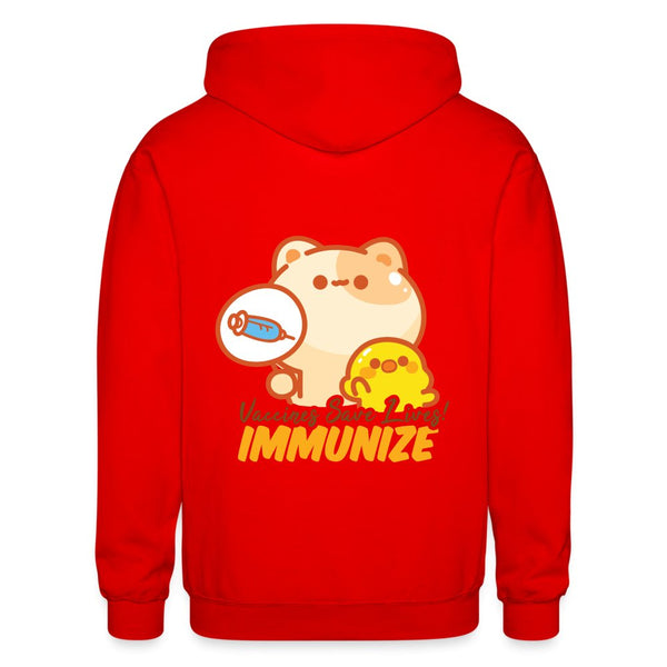 Vaccines save lives! Immunize Zip Hoodie Gildan Heavy Blend Adult Zip Hoodie-Heavy Blend Adult Zip Hoodie | Gildan G18600-I love Veterinary