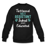 Vet Assistant- Inked and Educated Crewneck Sweatshirt-Unisex Crewneck Sweatshirt | Gildan 18000-I love Veterinary